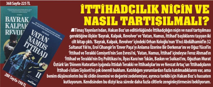 📚 Bayrak, Kalpak, Revolver ile Vatan, Namus, İttihad kitaplarımız Karar gazetesi yazarlarından Taner Ay’ın bugünkü köşesinde!