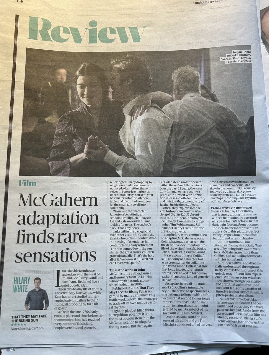 That They May Face The Rising Sun 5*****
Hilary White The Sunday Independent.
