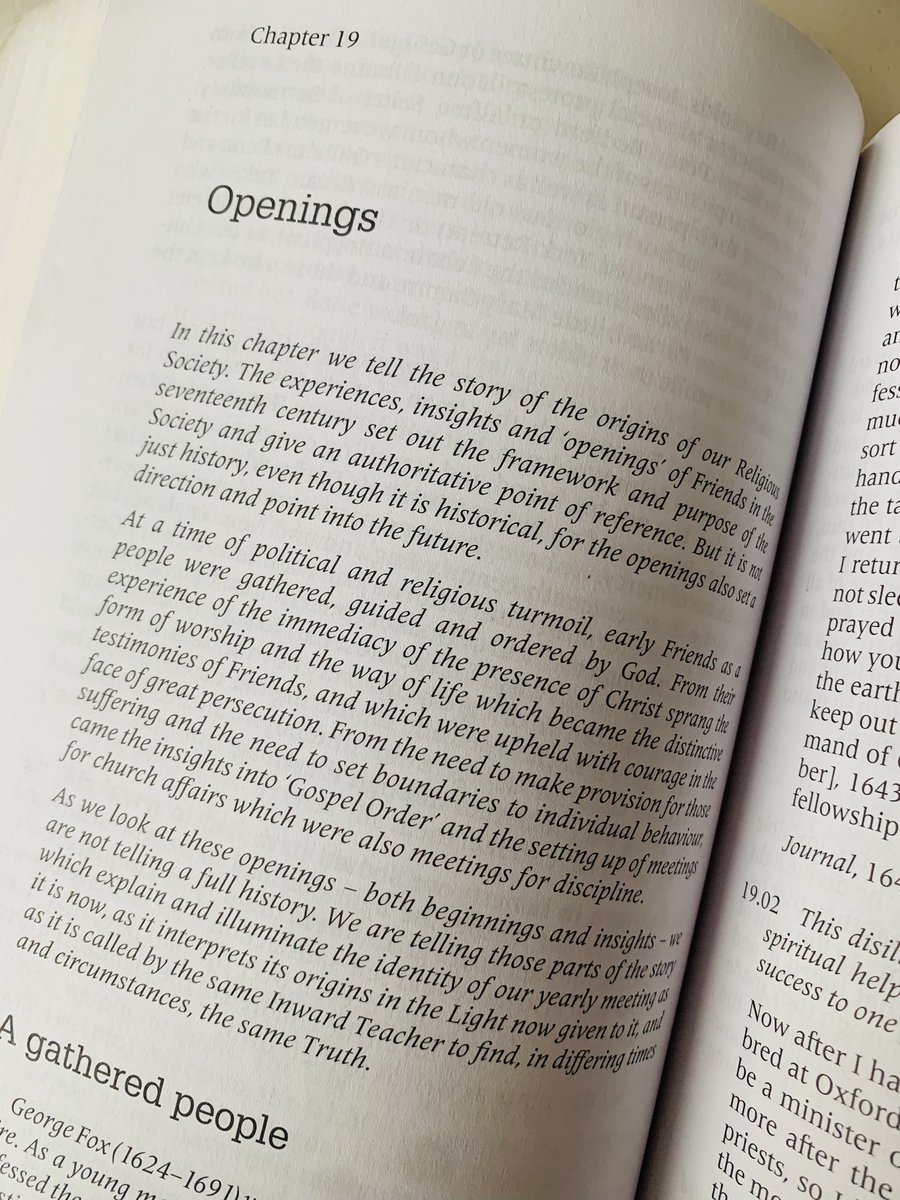 📣 Getting back to our roots! 📕 Reading Quaker faith & practice Chapter 19 ‘Openings’ 📅 April 30 ⏰ 7.00-8.15pm Ch 19 both tells the story of Quaker origins & helps set a direction & point into the future It’s free online at: qfp.quaker.org.uk/chapter/19/ Join via our website!