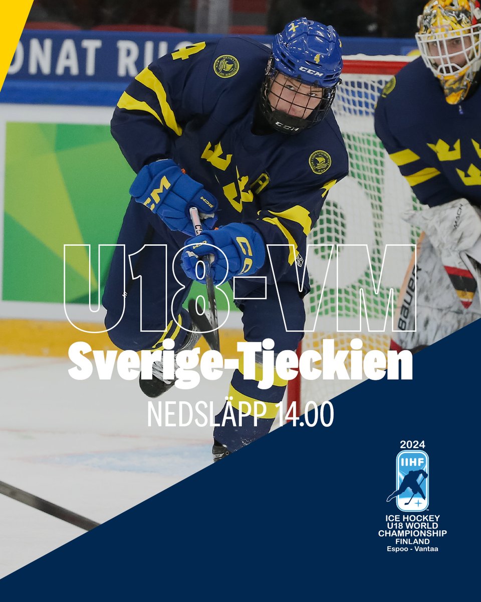 VM-match 3 för Småkronorna 🇸🇪🏒 Tjeckien står för dagens motstånd, en tuff utmaning för Leo Sahlin Wallenius & Co. Du ser alla Sveriges U18-VM-matcher i SVT Play! 🇸🇪🇨🇿 | 🕑 Nedsläpp 14.00 | 📺 brnw.ch/21wJfIp