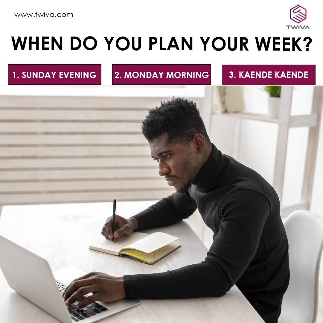 Ready for the week ahead? When do you usually set your plans in motion? 

Comment on your planning style!

#Twiva #weeklyplanning #productivitytips