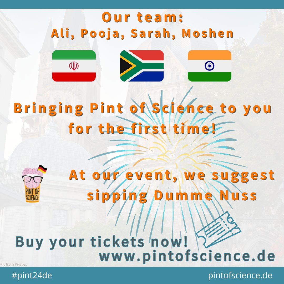 For the first time in #Aachen local scientists are going to pubs and cafés to talk with you about their work 🎉🤓 Curious to know more about the brain, physics, and more? Join then on 14 May! 📅 Discover programme & tickets 👉 pintofscience.de/events/aachen #pint24 #pint24de #scicomm