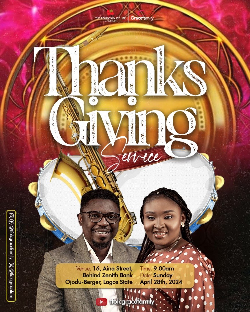 Welcome to our #ThanksgivingSunday for April.

#Tfolcgracefamily 
#Sundayservice