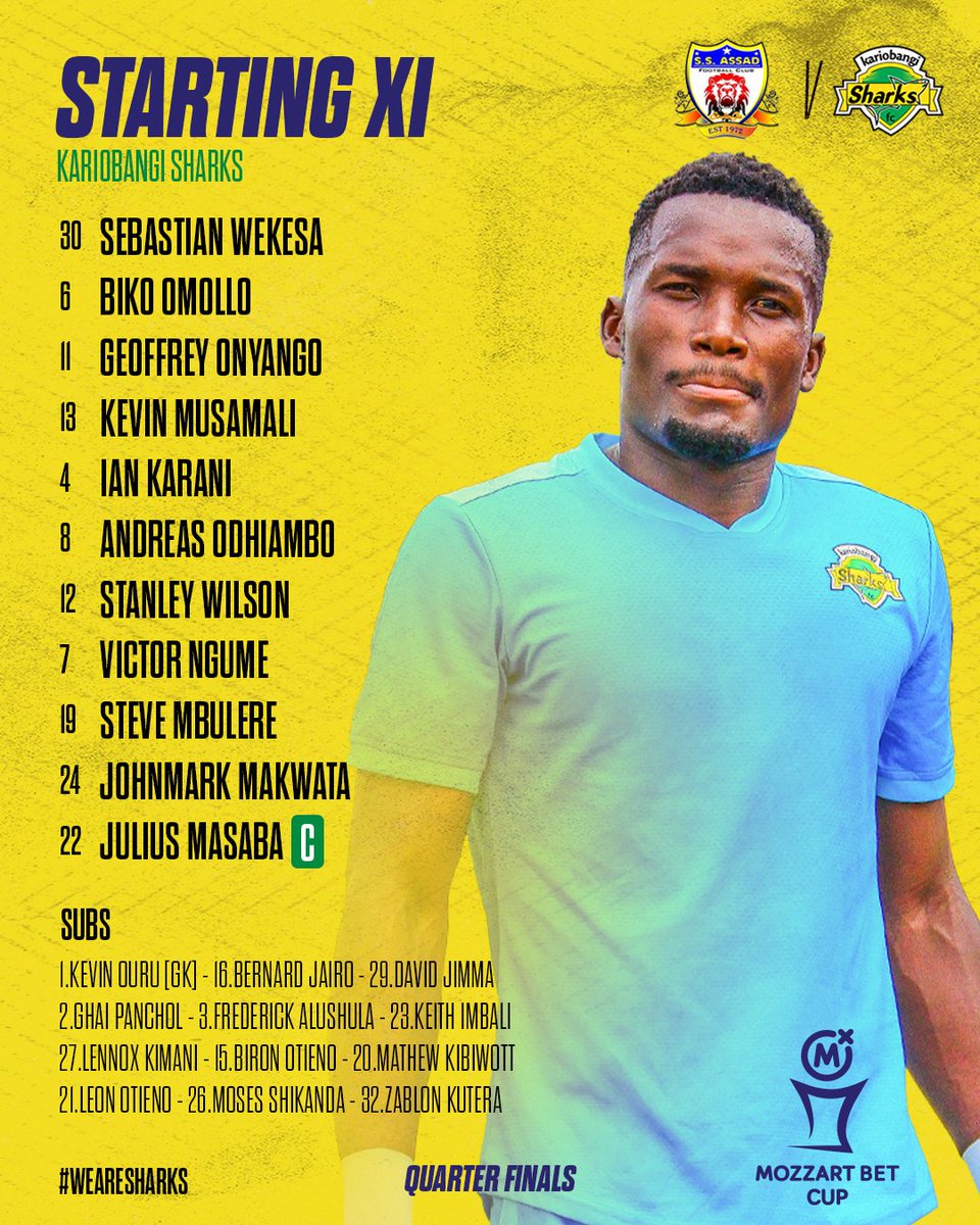 𝐓𝐄𝐀𝐌 𝐍𝐄𝐖𝐒 ▪️Ngume earns his first start ▪️Sensational Andreas partners Stano mchikoni ▪️Masaba skippers the side #WeAreSharks