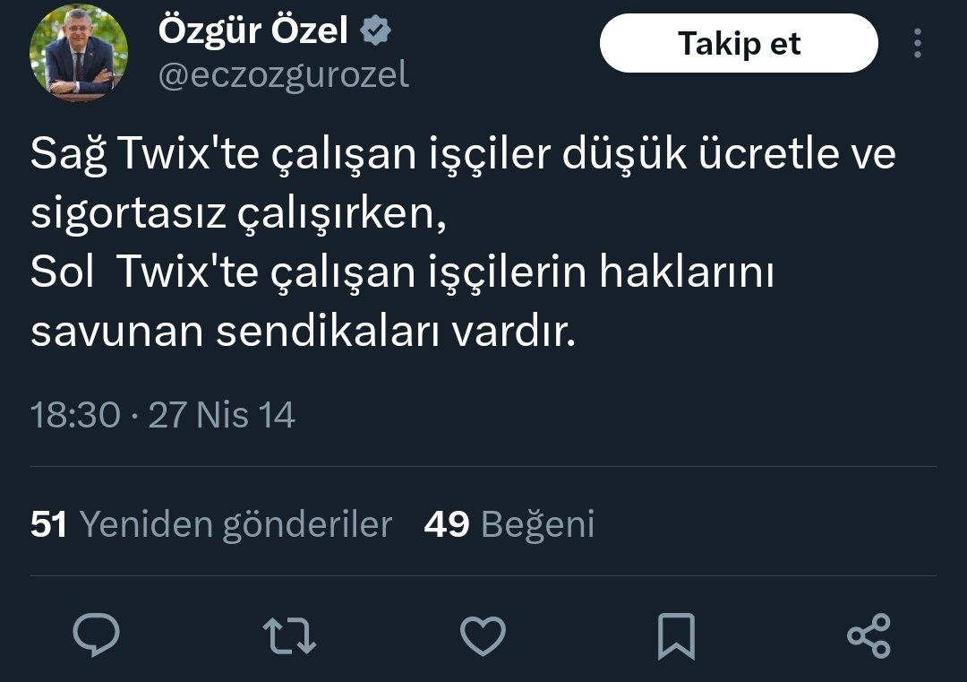 Özgür Özel'in attığı twit.