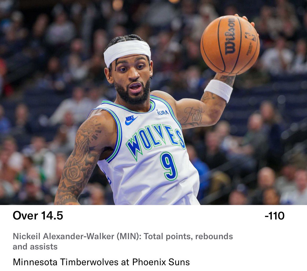 MJCLocks's tweet image. 🏀 𝗦𝘂𝗻𝘀 𝘃𝘀 𝗪𝗼𝗹𝘃𝗲𝘀 𝗣𝗹𝗮𝘆𝗲𝗿 𝗣𝗿𝗼𝗽

⭐️ (𝗠𝗜𝗡) 𝗡𝗶𝗰𝗸𝗲𝗶𝗹 𝗪𝗮𝗹𝗸𝗲𝗿-𝗔𝗹𝗲𝘅𝗮𝗻𝗱𝗲𝗿 𝗢𝗩𝗘𝗥 𝟭𝟰.𝟱 𝗣𝗥𝗔 (-𝟭𝟭𝟬)

Hit ❤️ if you’re Tailing

•23, 17, &amp;amp; 24 PRAs in Games 1-3. NAW has played extremely well and is seeing big minutes largely due to…