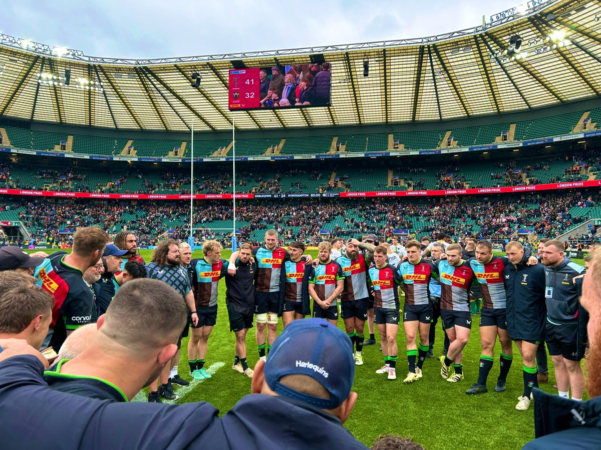 What a day! Another Quins Twickenham classic. The team on and off the field deserve enormous credit. It takes months of planning to deliver, it doesn’t happen by chance. Hope you all had fun! Amazing support from our fans, as always. Next up, European semifinals…🇫🇷 🙏🏆 #COYQ