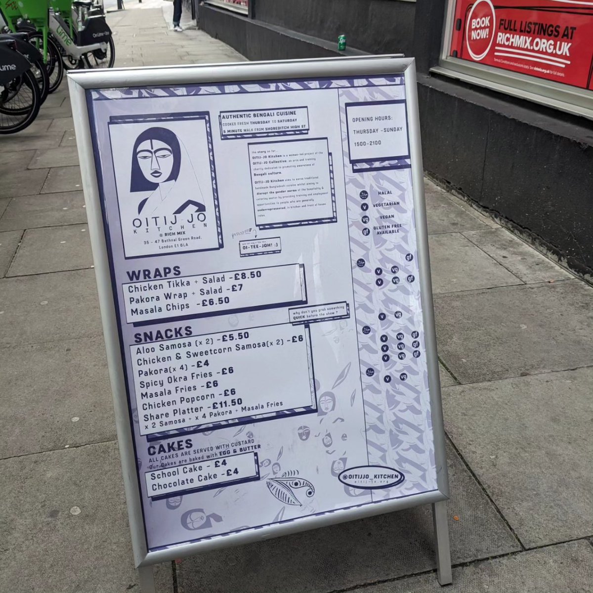 Oitijjo's tweet photo. So much to do today in E1 - @OpenCityDocs #bricklanejazzfestival
Alongside all of that, you have the menu from #OITIJJOKitchen at Rich Mix. Visit us for a quick snack - #masalaokrafries , #chickentikkawrap or a freshly made #schoolcake. Sunday, 3-9pm.
Photo #sarahainsley https://t.co/a3QcpfzNdG