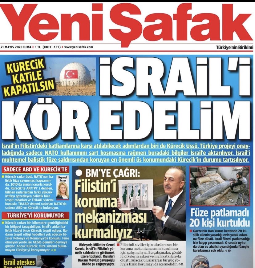 21 Mayıs 2021 Yeni Şafak Gazetesi Bir tane deliniz kuyuya bir taş attı, kuyudan taşı çıkartmak için kırk akıllı trol bulmaya çalışıyorsunuz, hala bulamadınız. Gazze’deki çığlıklar çarptı, kaybettiniz ve kaybetmeye devam ediyorsunuz.