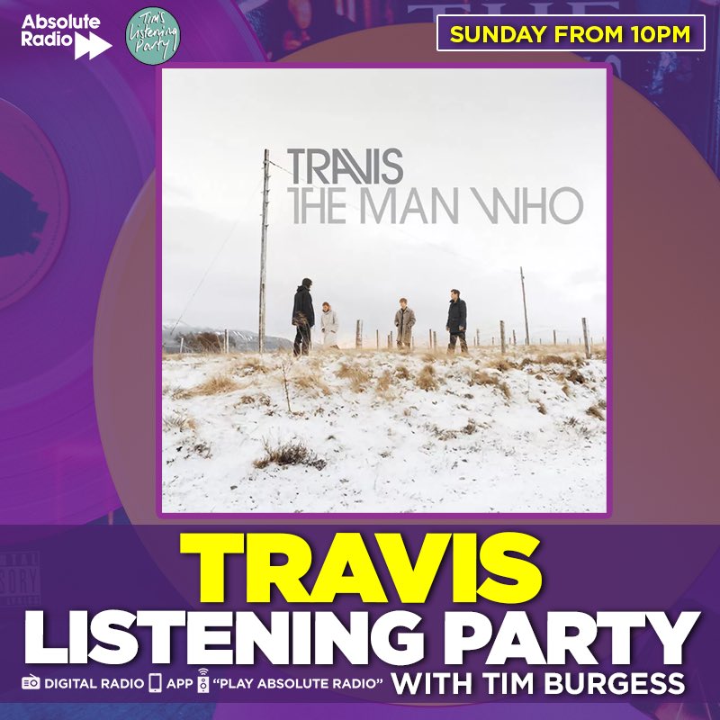 Tonight on @absoluteradio we host a Listening Party for @travisband where take a deep dive into their seminal album, The Man Who Join us from 10pm