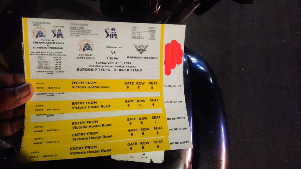 Mkumarran8990's tweet photo. Csk vs Srh 

H lower and D upper tickets available 

Interested people contact 9840631732

#CSKvSRH #ChennaiSuperKings #csktickets #ipltickets #CSK #SunrisersHyderabad #DHONI𓃵 https://t.co/3IlNhFnL76