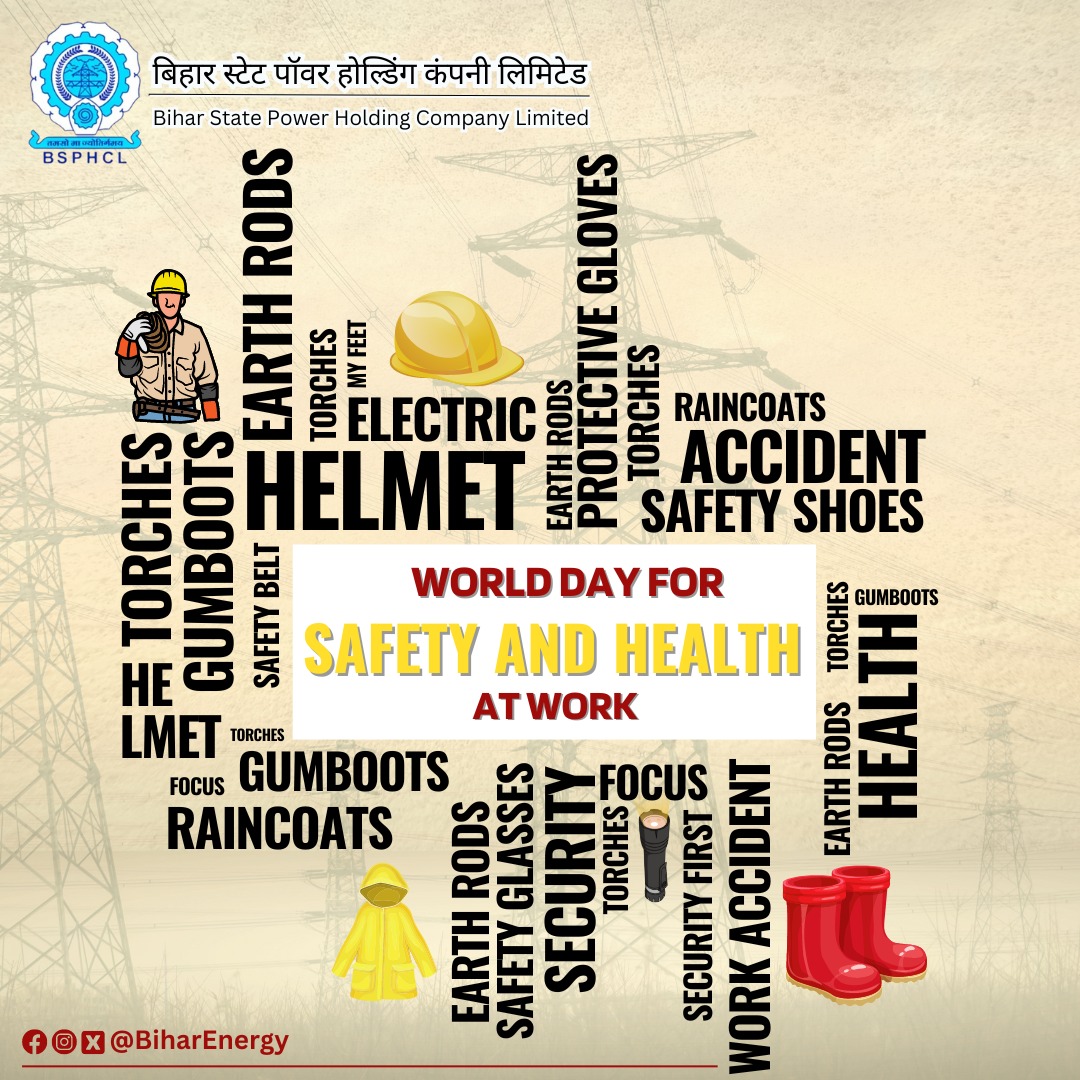 's tweet image. Today, on World Day for Safety and Health at Work, we reiterate our commitment to ensuring the well-being of our employees. At #BSPHCL, safety isn't just a priority, it's our culture.

#WorldDayforSafetyandHealthatWork