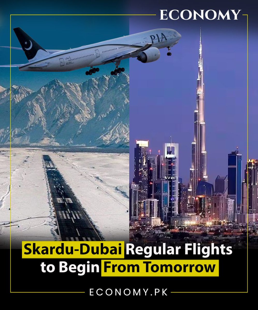 Regular international flights between Skardu and Dubai will commence on Monday, with two weekly flights operating on Monday and Friday.