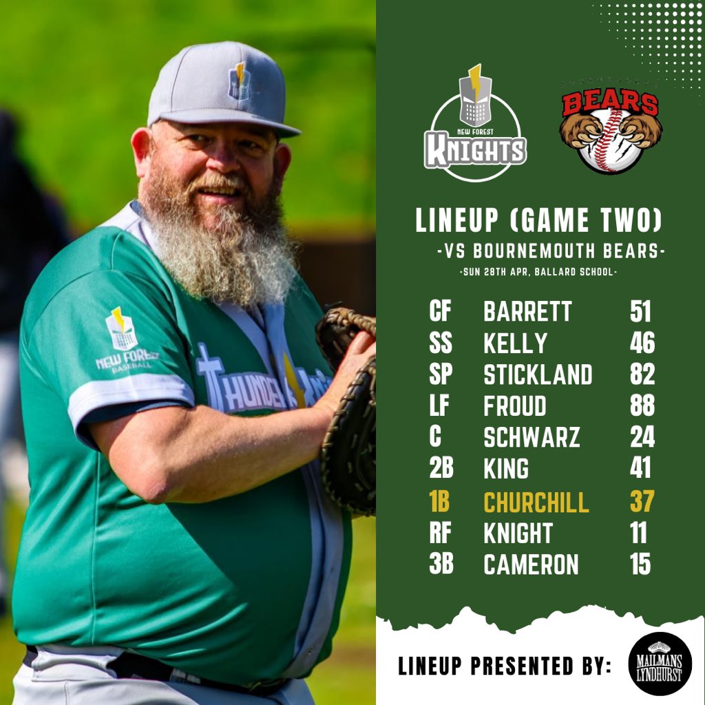 The Knights’ two game set vs the Bournemouth Bears is ON ⚔️⚾️💚 A bit of rain couldn’t dampen our spirits, with Knights manager Sam Williams declaring the field PLAYABLE 🕺🏻 First pitch 12:00 today at Ballard School in New Milton 🙌 #baseball #newforest
