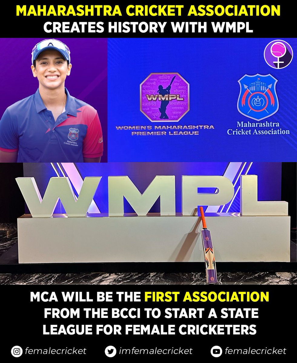 🚨 Great News 🚨 4-team tournament, WMPL featuring icon players like Smriti Mandhana, Anuja Patil, Kiran Navgire, and Devika Vaidya will start in June 2024. A step in the right direction by Maharashtra Cricket Association 👏 #CricketTwitter