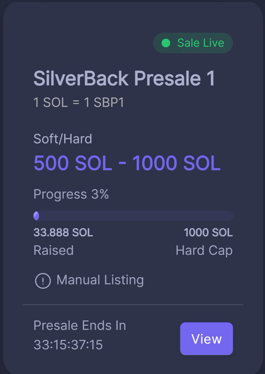 Presale hasn't even been live for 48 hours and we have already sold 3% don't miss out.

For more information head to silverback.exchange
Don't forget to get informed on our whitepaper, rewards and presale pages. #Presale #Solana #Silver 

Telegram: t.me/silverbackexch