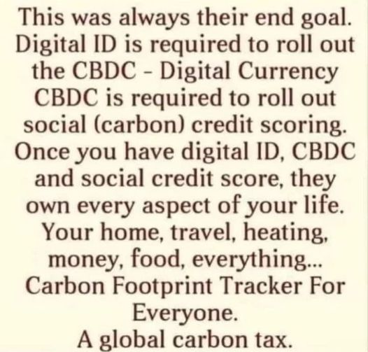 This is what the psychopaths are striving to achieve . We CAN stop them by simply refusing to comply. #UseCash #DoNotComply #ClimateScam