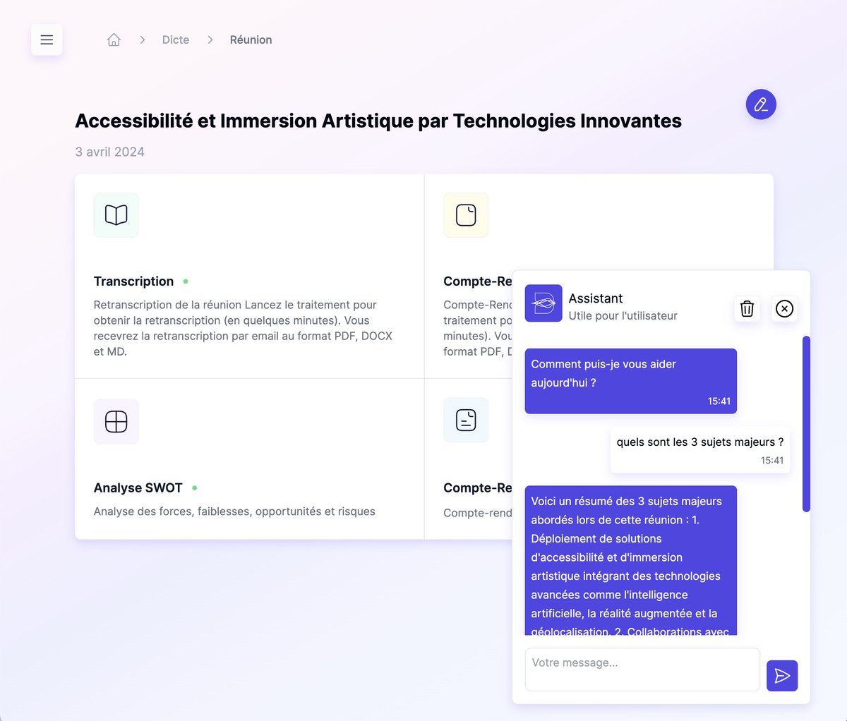 DicteAi's tweet photo. Dicte AI simplifie la prise de notes de réunion grâce à sa fonction de génération de comptes rendus. Plus besoin de se soucier des notes manquées ! #DicteAI #GénérationDeComptesRendus #Productivité #Réunions https://t.co/6xBUPC8FY2 https://t.co/DK8fo3xVmI