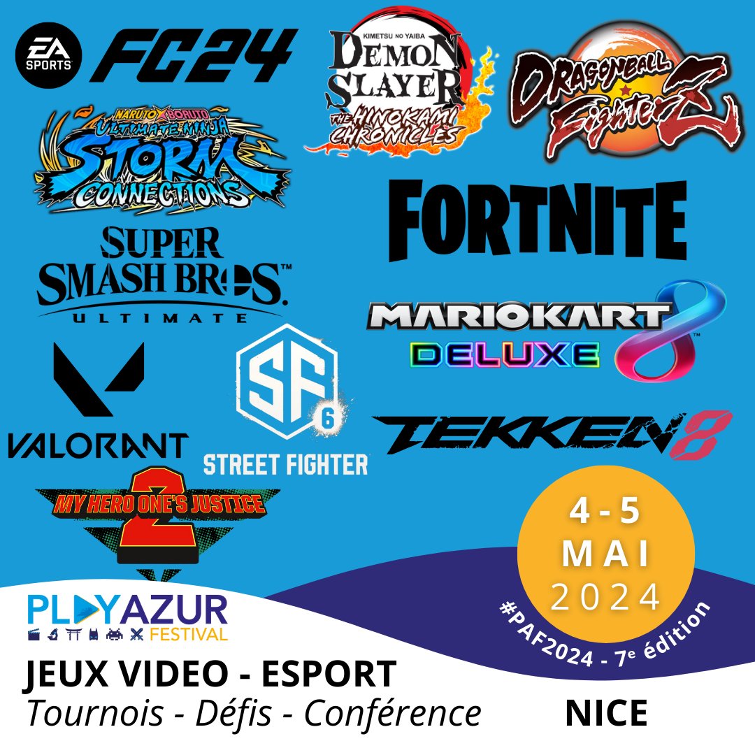 [🖥️#JeuxVideo #eSport🎮] Tournois Jeux-Vidéo et e-Sport au #PAF2024

🎮 Tournoi : <a href="/altf4esportnice/">ALT+F4 E-Sport</a>, <a href="/TheNiceGeek06/">The Nice Geek #TNG06</a>, @LeHiveEsport, <a href="/MangaParadise06/">Manga Paradise</a>, <a href="/NintenSunshine/">Nintendo Sunshine</a> 

🕹️ Affrontement avec <a href="/Kayane/">Kayane</a>