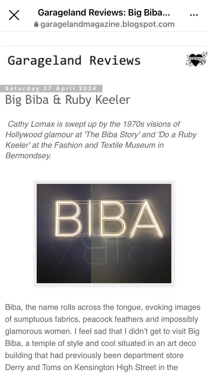 CathyLomax's tweet photo. I’ve written about the Biba exhibition at the Fashion and Textile Museum for @GaragelandMag Reviews https://t.co/NU8fvNXLQ9 https://t.co/meMzfnyHfE