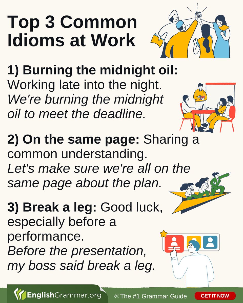 Top 3 Common Idioms at Work

#vocabulary #amwriting #writing