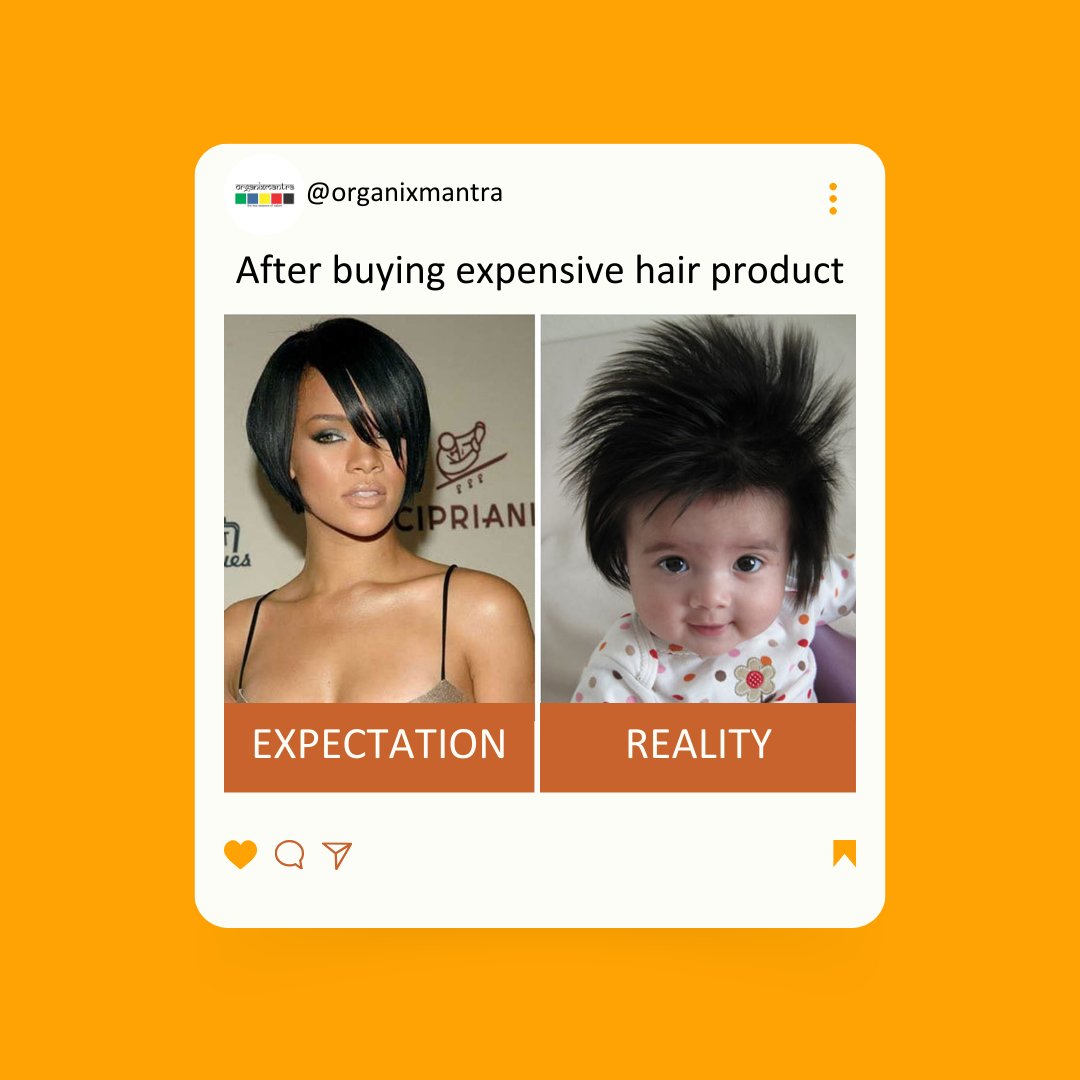 Spent a fortune to look like a diva, ended in disaster. 😅  . . Tip: Don't just look at the price—ingredients matter! Choose wisely and treat your hair right. #HairCare #SmartChoices #OrganixMantra