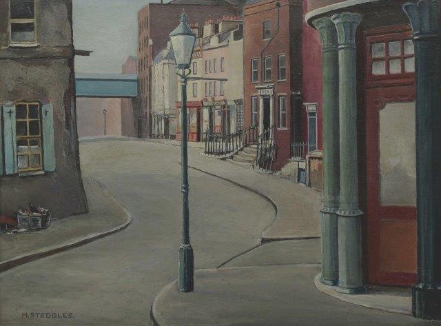 Good morning, Tom @tomemurtha & thank you, as always. Just around the corner from Farringdon Road, here's 'Warner Street' by Harold Steggles from 1935. The entrance to the old Coach & Horses pub is to the right. #HaroldSteggles #SundayMorning #EastLondonGroup