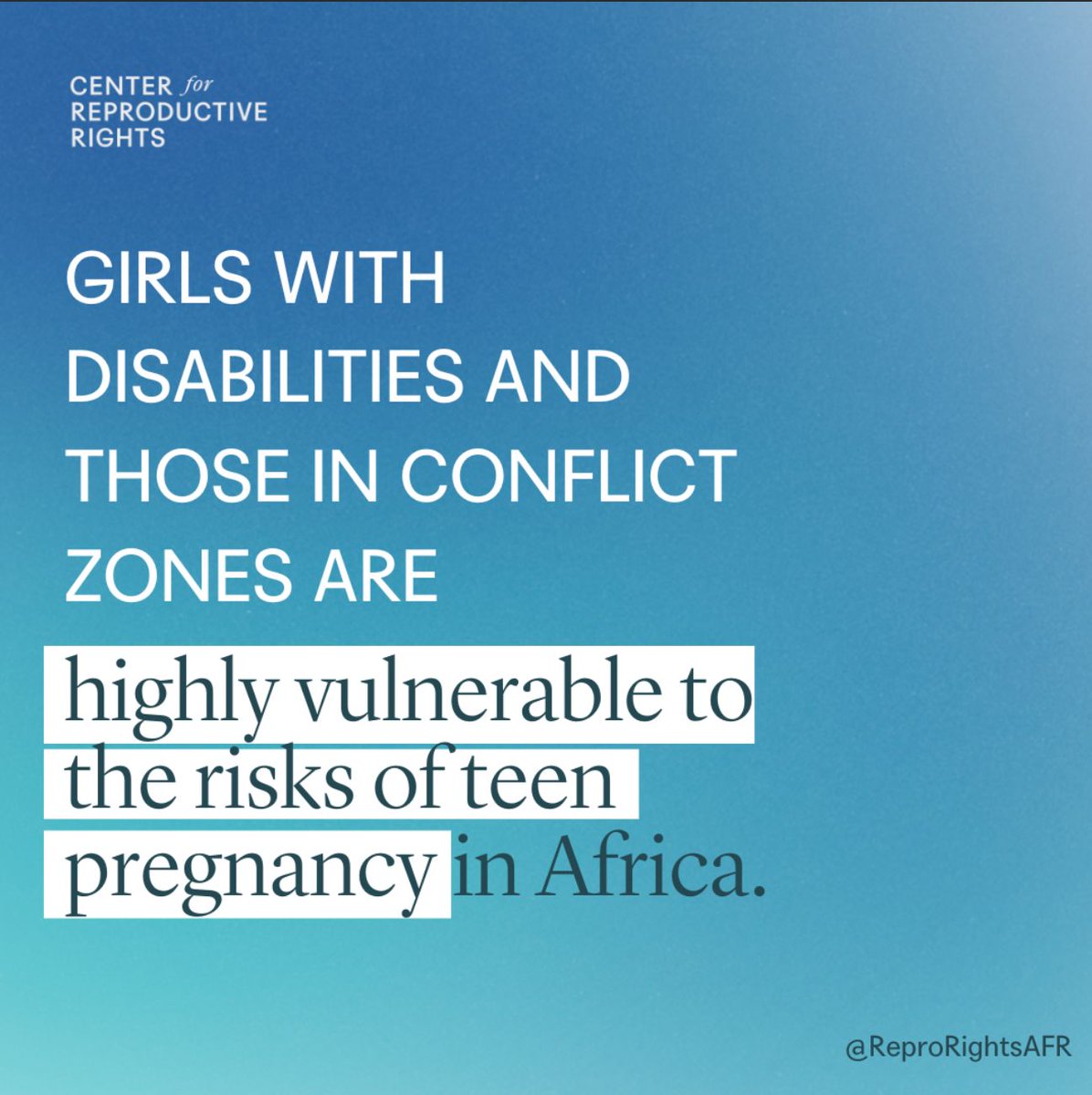 Education on contraception for teenage girls with disabilities is important so that they can protect themselves.   Read more in the ACERWC Report here: reproductiverights.org/acerwc-report-… #ACERWC43 #teenagepregnancy