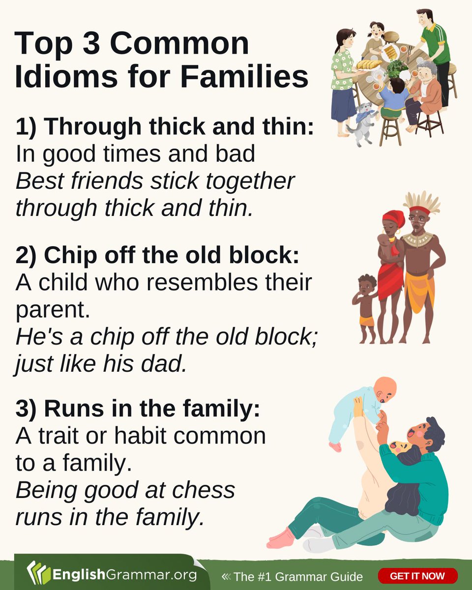 Top 3 Common Idioms for Families

#vocabulary #amwriting #writing