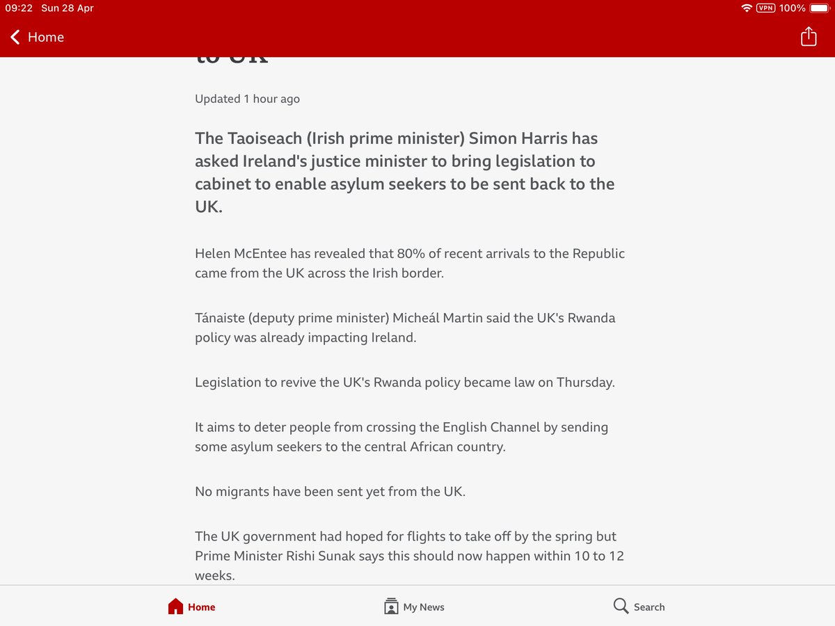 Can’t wait to see how Ireland returning asylum seekers to U.K. will play out but it sure as hell isn’t as Slimy #Sunak claims proof that #RwandaBill is working already 
#ToriesOut661 #GeneralElectionN0W