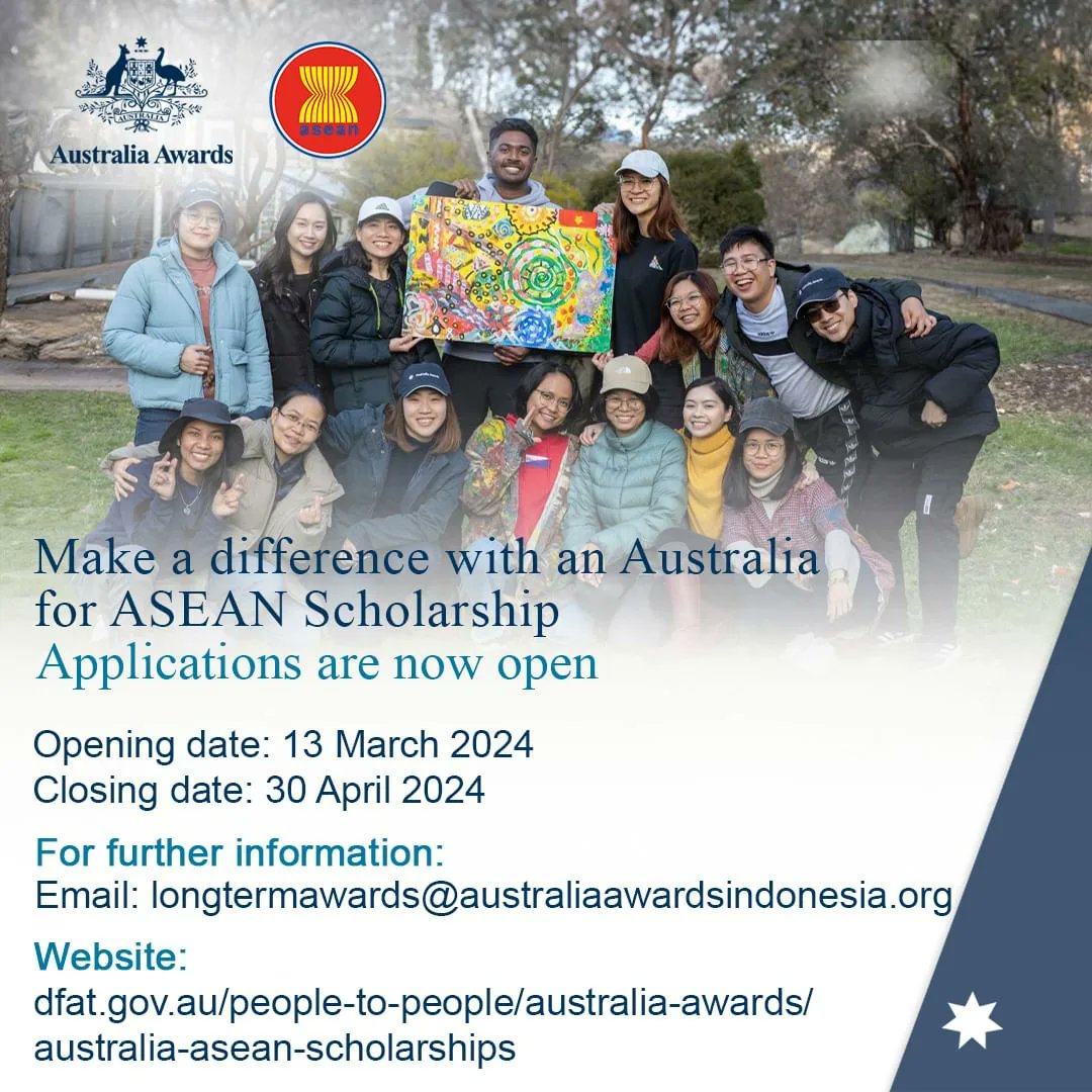 ⏰ Time's running out! 30 April is the final day to apply for our #Aus4ASEAN Scholarships. Dive into fields like Maritime, Connectivity, Economic, and Sustainable Development. Don't delay, apply now! ⤵️ dfat.gov.au/people-to-peop…