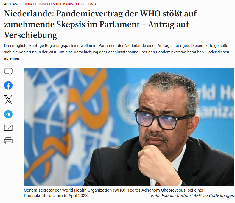 Bis Ende Mai soll eine grundsätzliche Einigung über den Pandemievertrag erzielt werden. In den USA regt sich heftiger Widerstand, nun auch in den Niederlanden. Und bei uns? Da verdienen unsere Volkszertreter anscheinend noch zu gut daran. Aber es gibt eine Alternative!#nurnochAfD