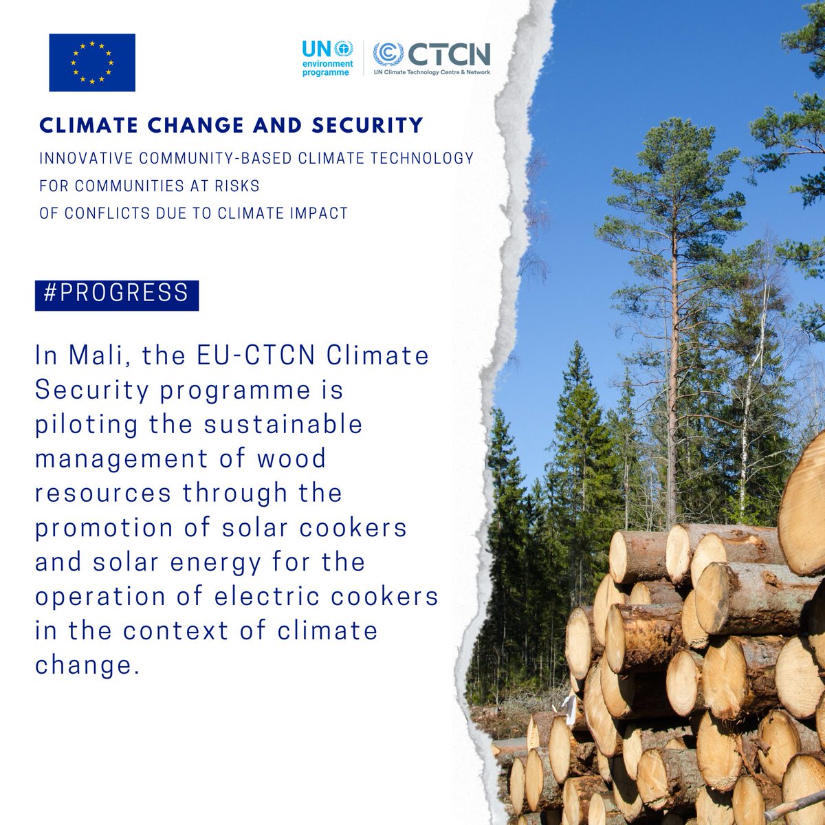 In Mali, the #EU-CTCN Climate Security programme is piloting the sustainable management of wood resources thru the promotion of solar cookers and solar energy for the operation of electric cookers in the context of climate change: bit.ly/49xXAQo @UNEP / @EU_Commission