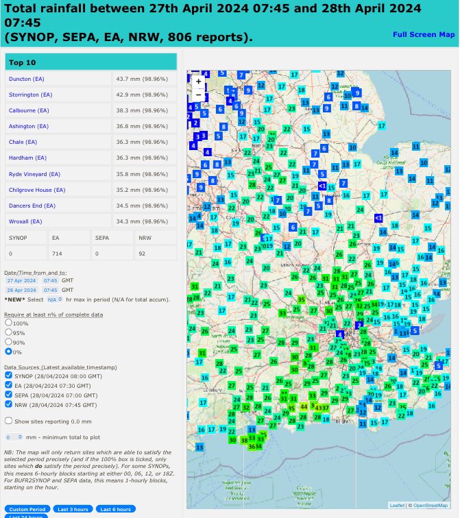 A bit further east than expected but a lot of rain for some areas overnight. 30-40mm quite widely, which is more than half of April total average rainfall.