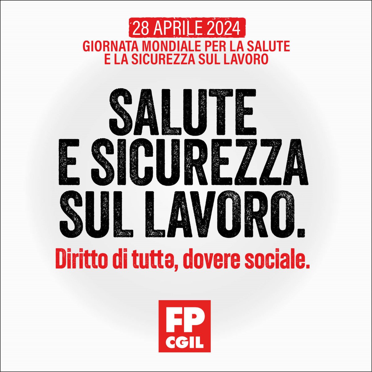 🟥 GIORNATA MONDIALE PER LA SALUTE E LA SICUREZZA SUL LAVORO

Si lavora per vivere, ma spesso si muore di lavoro. Un paradosso grave e inaccettabile.

Solo nei primi due mesi del 2024 sono morte 119 persone mentre stavano facendo il proprio lavoro.

#AdessoBasta