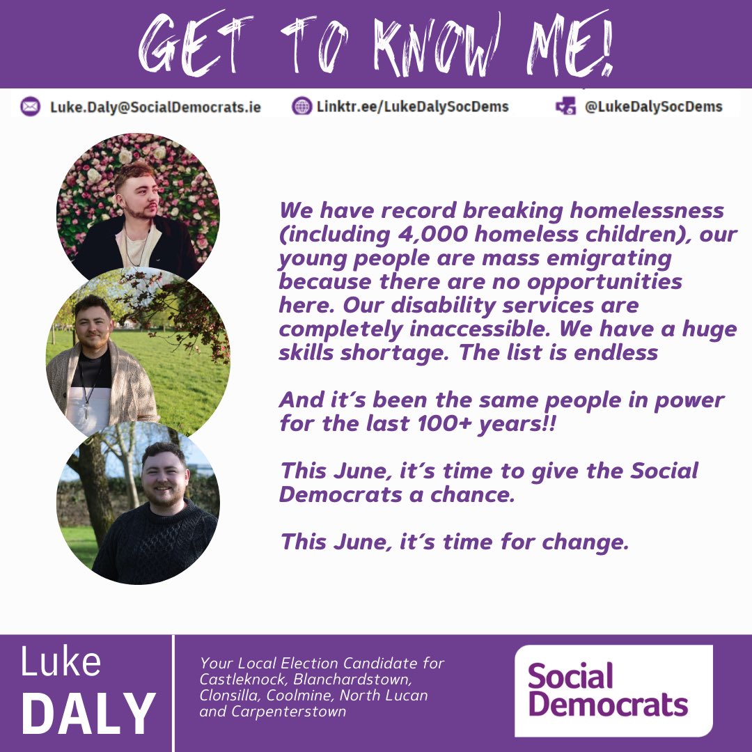 Hi, I’m Luke

I’m the castleknock candidate for the social democrats for the upcoming election

Get to know me!💜

#Castleknock #Blanchardstown #Clonsilla #Coolmine #Lucan #Carpenterstown #LE2024 #LocalElection #Politics #SocDems #LocalElections2024 #Ireland #TimeForChange #DubW