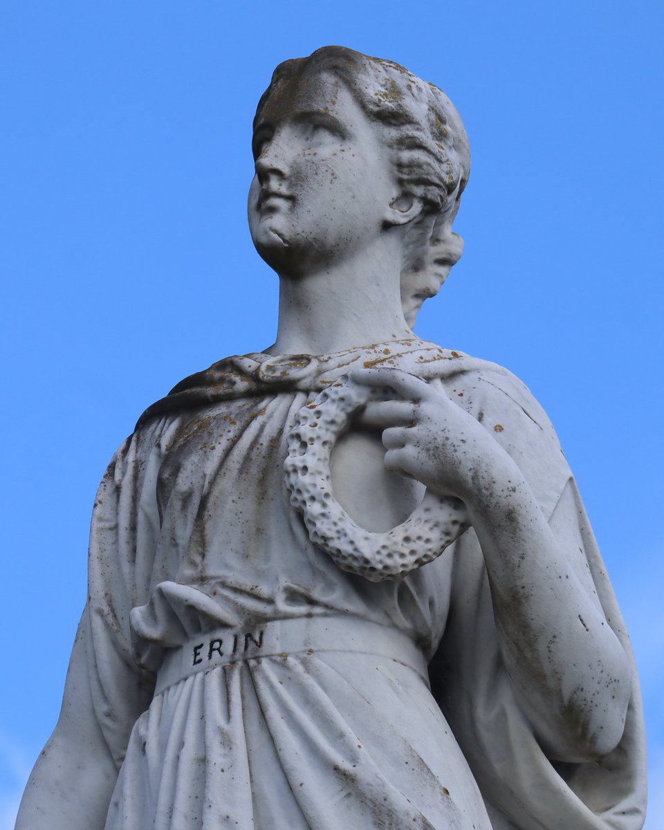 A statue of Erin, a personification of Ireland, which stands above the monument of the Young Irelanders in Glasnevin Cemetery. 

#IrishHistory #GlasnevinCemetery #YoungIrelander