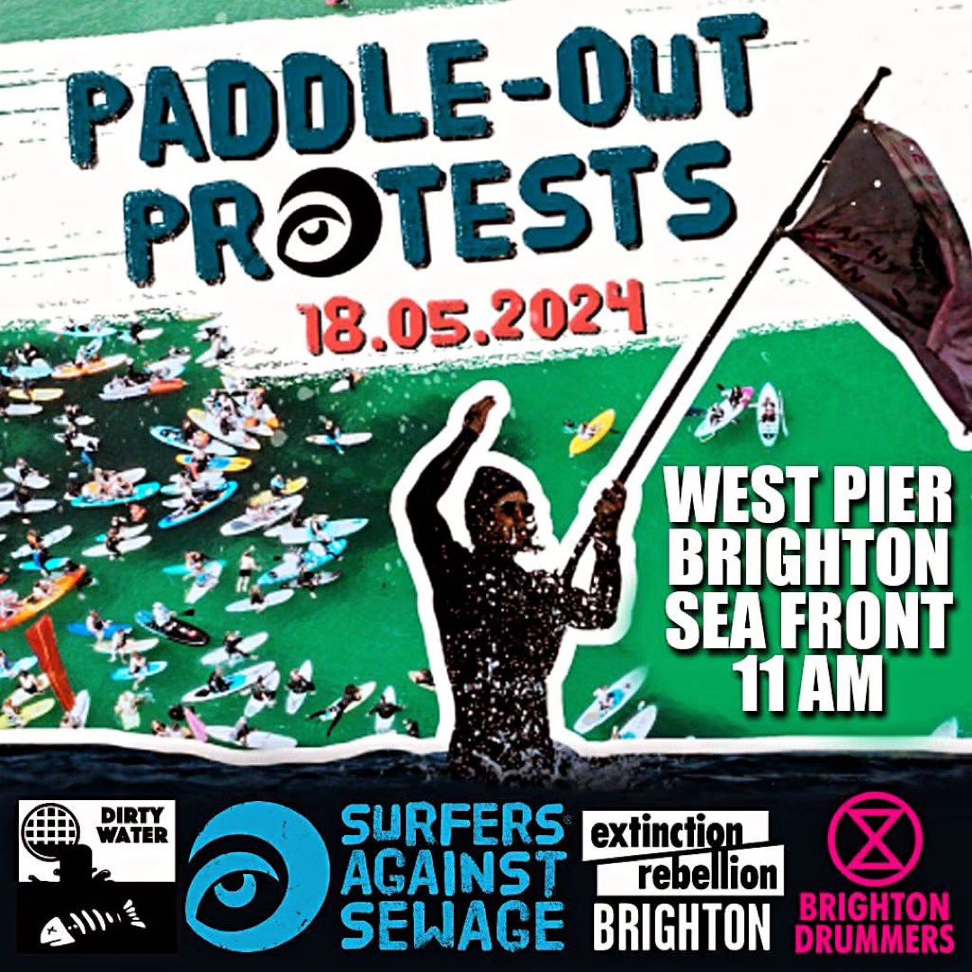 XRWorthing's tweet photo. If you can, support this joint SaS Paddle Out Event:
➡️ Saturday 18th May 2024, 11am
➡️ West Pier, Brighton seafront
With @XrBrightonDrums
🌊🥁🌊🥁🌊🥁🌊🥁🌊
#DontPay 4 #DirtyWater https://t.co/uhmJyIcpV8