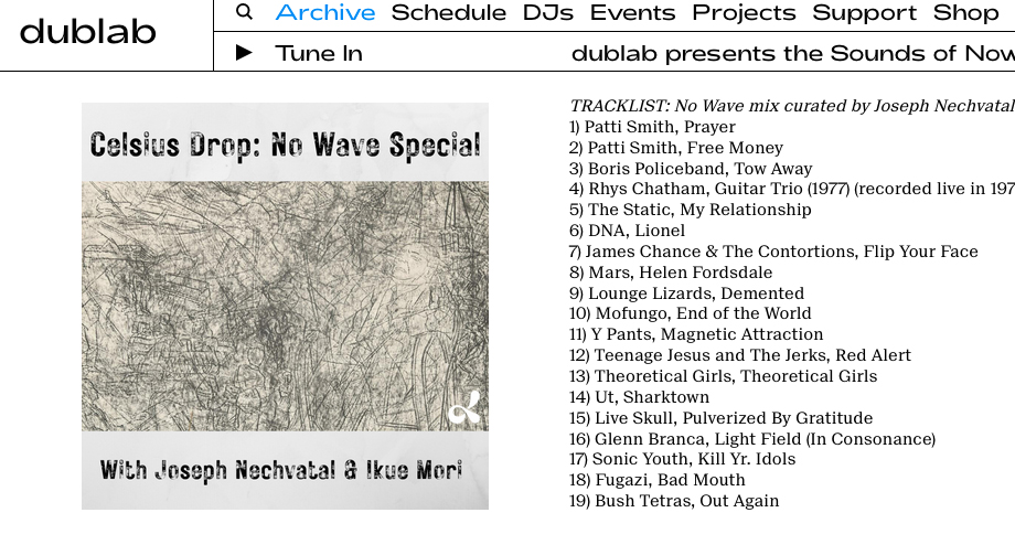 archived No Wave music play list curated by Joseph Nechvatal for @dublab is here for your listening pleasure: dublab.com/archive/frosty… #nowave