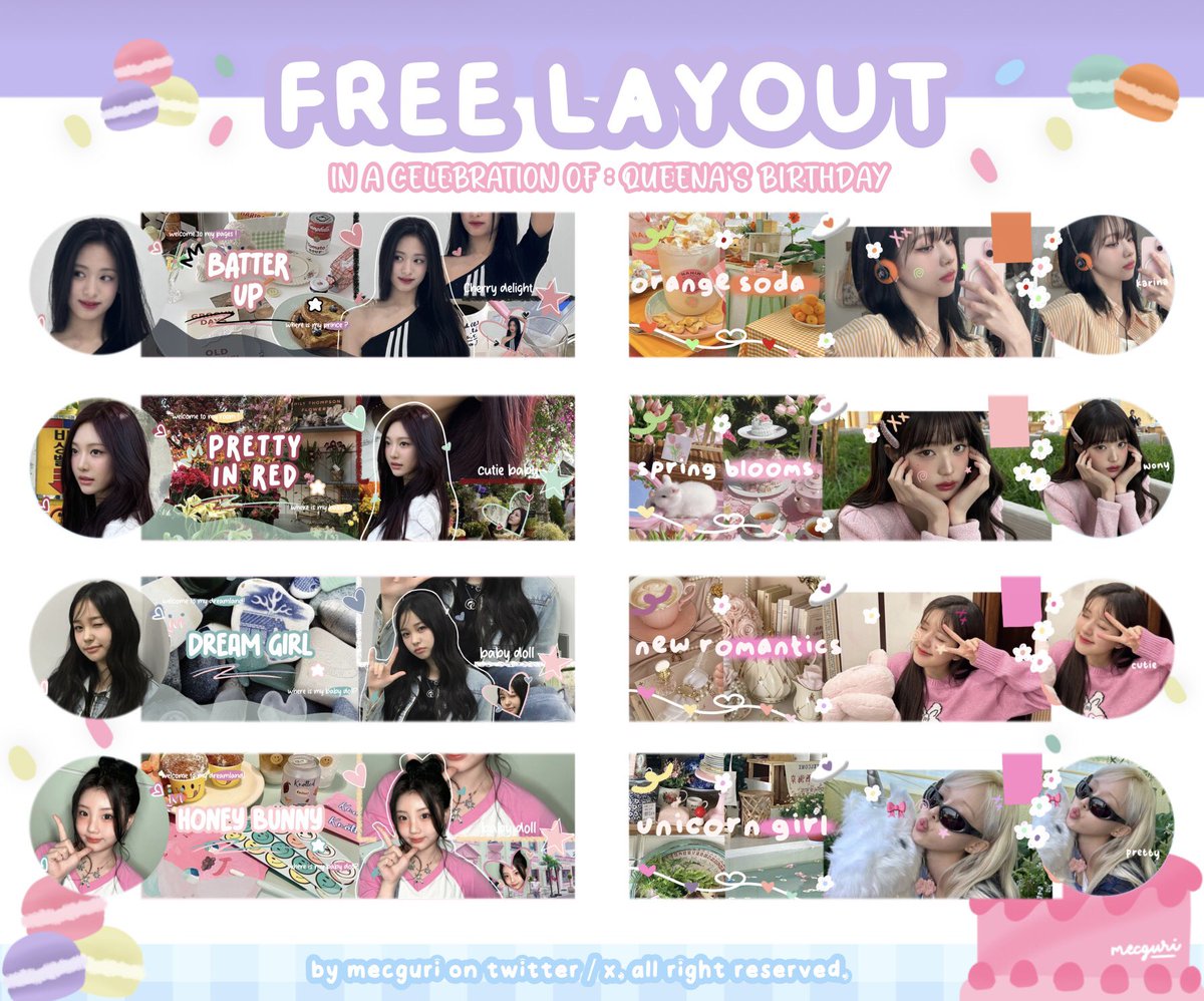mecguri's tweet image. repost are highly appreciated!

haii, hari ini aku ada FREE LAYOUT dalam rangka merayakan hari ulang tahun ibu peri @queeeenae 🎂🩷layout nya bisa di jemput malam ini jam 19.30 WIB. 🧚🏻‍♀️🩷

for more info cek alt dan tweet dibawah! #zonauang #zonaba
