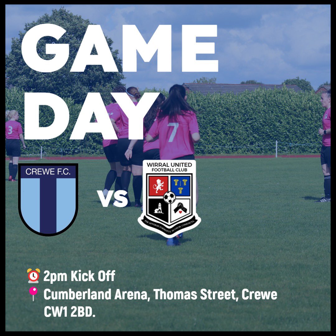 ⚽️Gameweek 2️⃣0️⃣ in the @CheshireWYFL and our final game of the 23-24 season sees us travel to our friends @CreweFCWomen today.

We will be in our Pink Away Change Kit 👚
As Crewe’s home kit is Blue 👕

#TogetherUnited 💙⚪️🔵⚽️#womensfootball