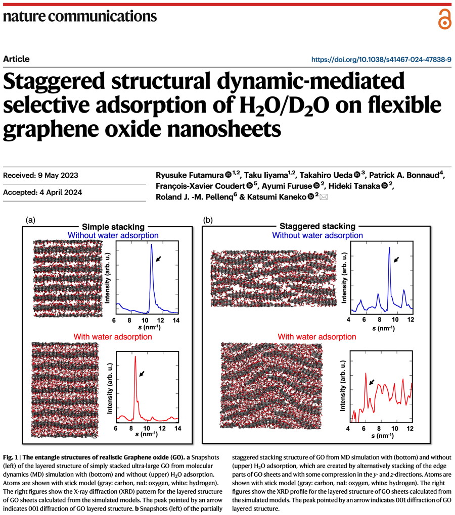 Selective adsorption of H₂O vs. D₂O on flexible graphene oxide nanosheets, large collaborative work lead by Katsumi Kaneko @ShinshuUni, now published in @NatureComms nature.com/articles/s4146…
