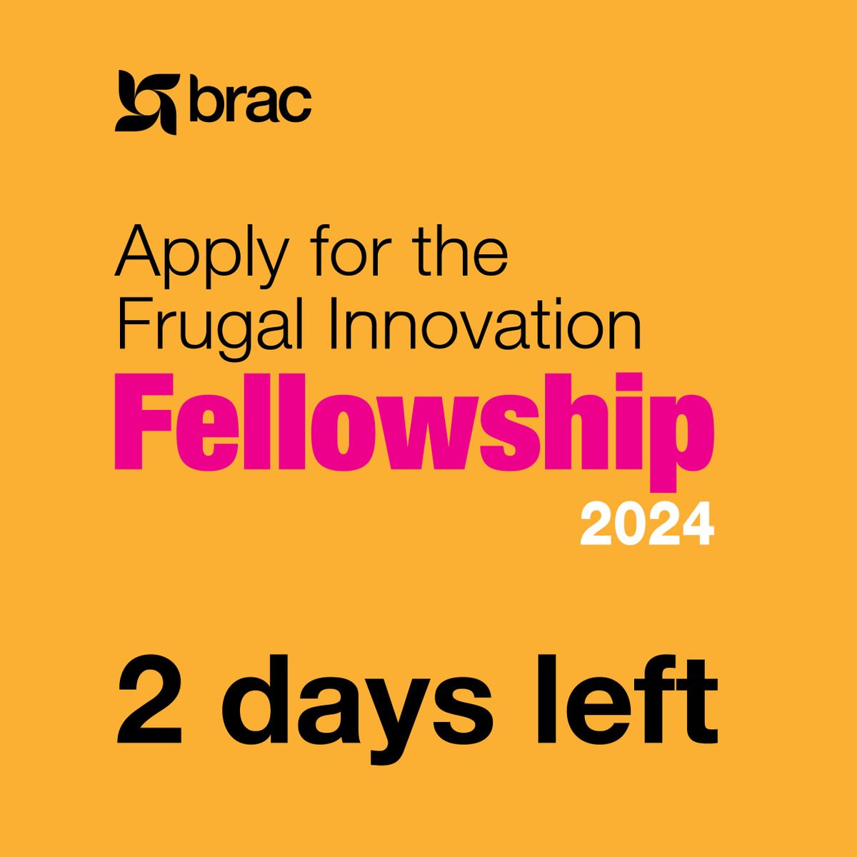 Only two days left to apply for BRAC’s Frugal Innovation Fellowship! Stand a chance to connect with like-minded climate adaptation practitioners, receive mentorship from industry leaders and present your work at BRAC’s Frugal Innovation Forum 2024 by joining the fellowship.