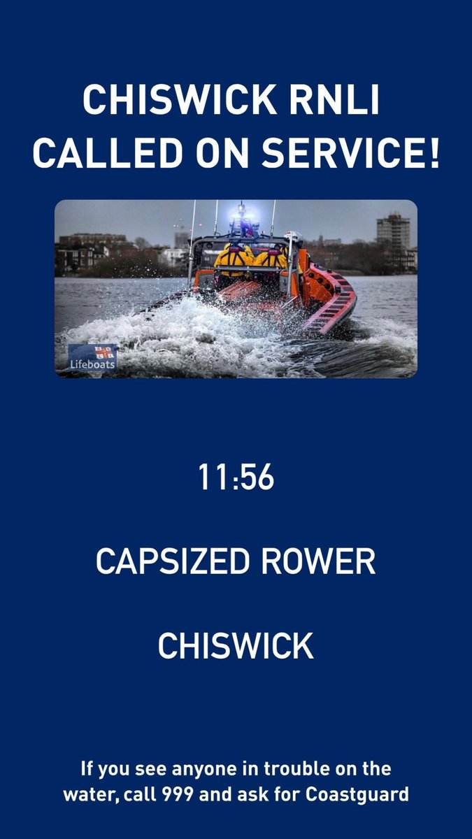 Chiswick lifeboat launched on service! (Click picture for details - Chiswick) #SAR #Lifeboat #London #RNLI @RNLI #Rescue #savinglivesatsea