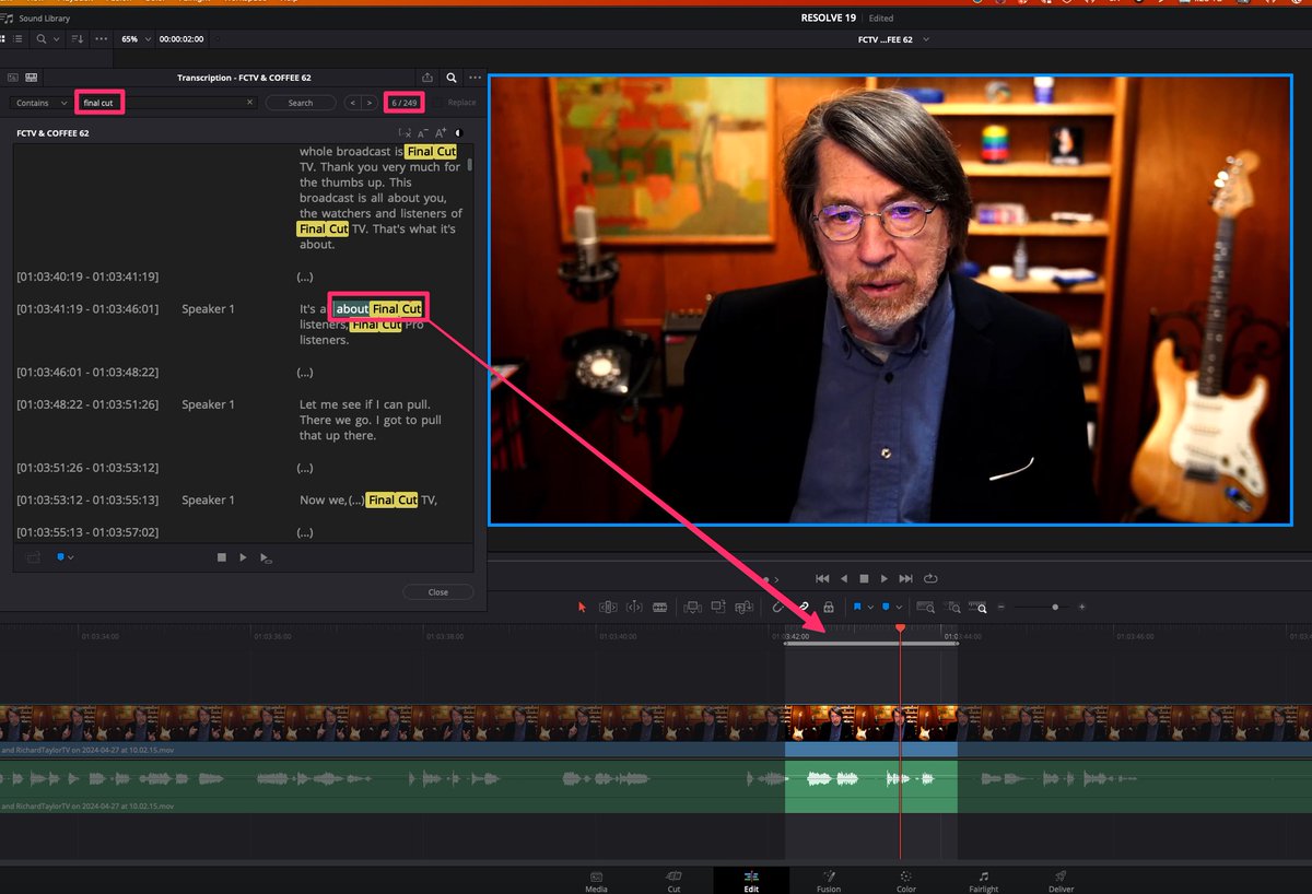 Big fan of Timeline Text Based Editing in Resolve 19
Hopefully we'll see that added to Final Cut Pro during the FCP 10.7.x lifespan in 2024 or 2025
@Blackmagic_News 
#PostChat
#Post
Final Cut Pro
FCPX
#FCPX
#FinalCutPro
@Apple
FCP