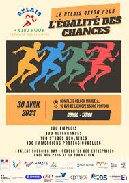 🏃‍♀️🏃‍♂️ À l’aube de @Paris2024, le 30 avril 2024 aura lieu au Complexe Nelson Mandela, bd de l’Europe de Pontoise, la premère Édition du RELAIS 4x100 pour L’EGALITE DES CHANCES, un véritable challenge. ↘️ bit.ly/48UovVH