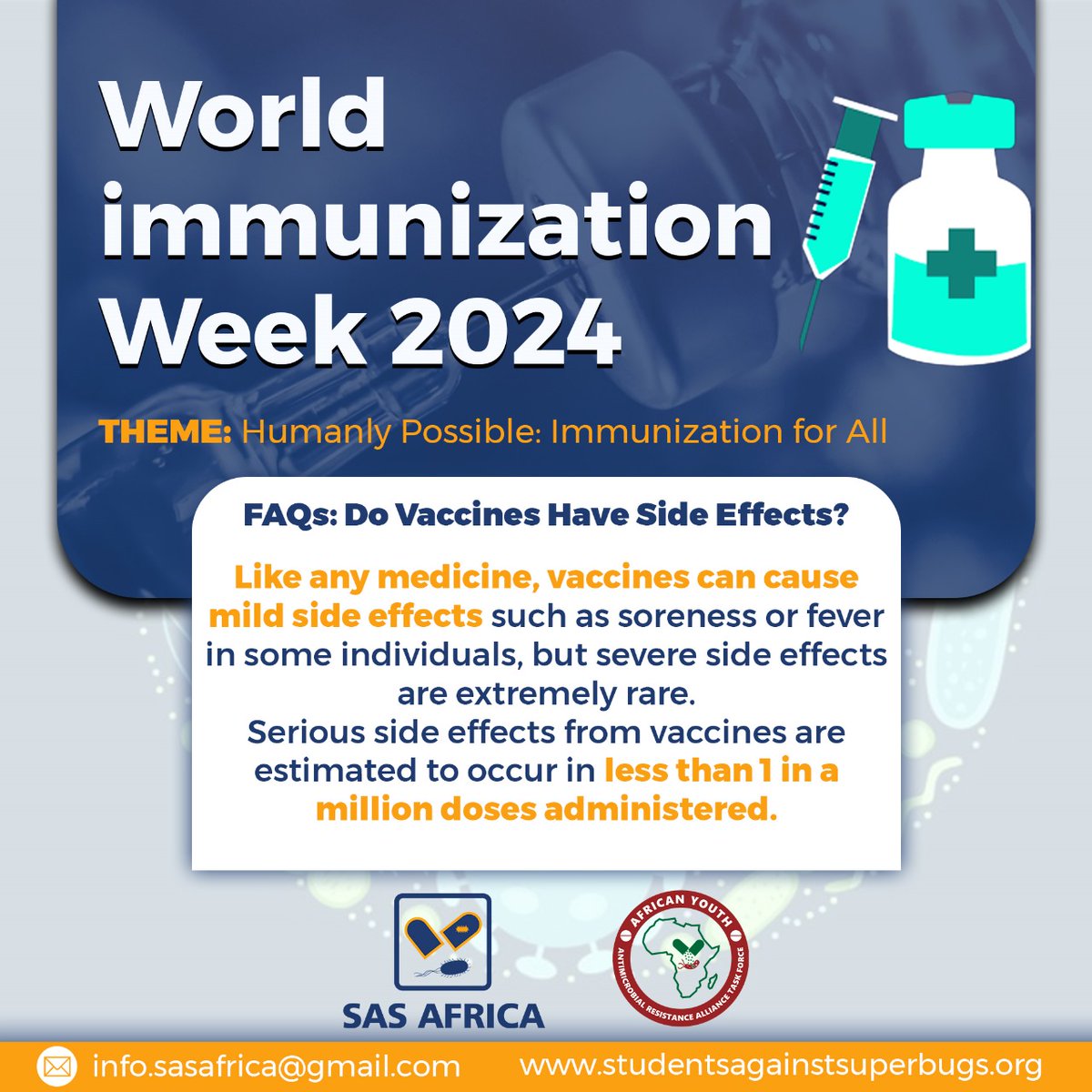 Like any other drug, vaccines have side mild effects that resolve only sholtly. Ask your #Pharmacist how to manage such side effects for your comfort post-immunization. Do not fear! #HumanlyPossible: Immunization for All @Danteh95380210 @NkaiwuateiJimmy