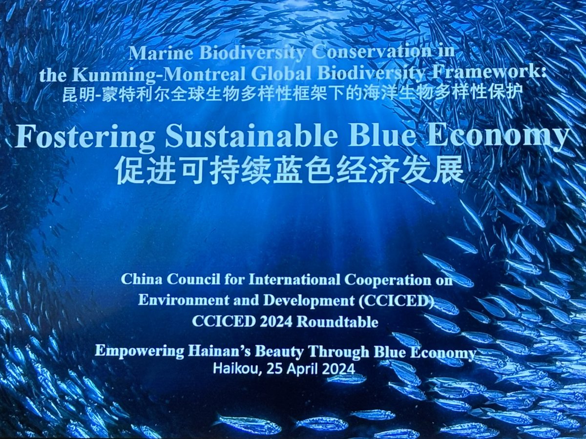 Honored to moderate a session at the Sustainable Blue Economy seminar in Haikou, Hainan Island, China Marine Protected Areas & fishing no take zones are not a forgone development opportunity, on the contrary they are an investment in sustainable & equitable development @cciced