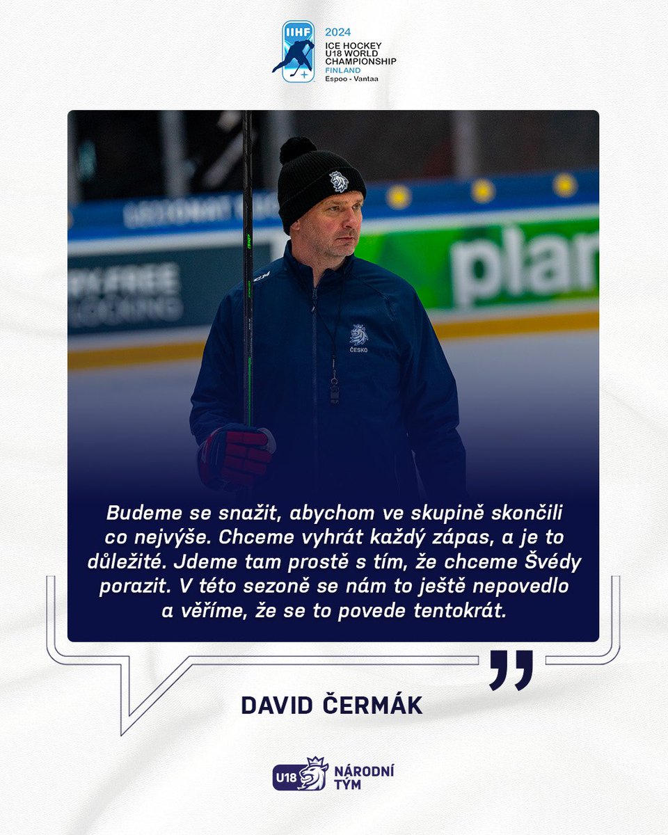 czehockey's tweet photo. Slova trenéra k dnešní bitvě se Švédskem. 🗣️

🇸🇪⚔️🇨🇿

#U18 #SWECZE #narodnitym https://t.co/CO1VWdeop9