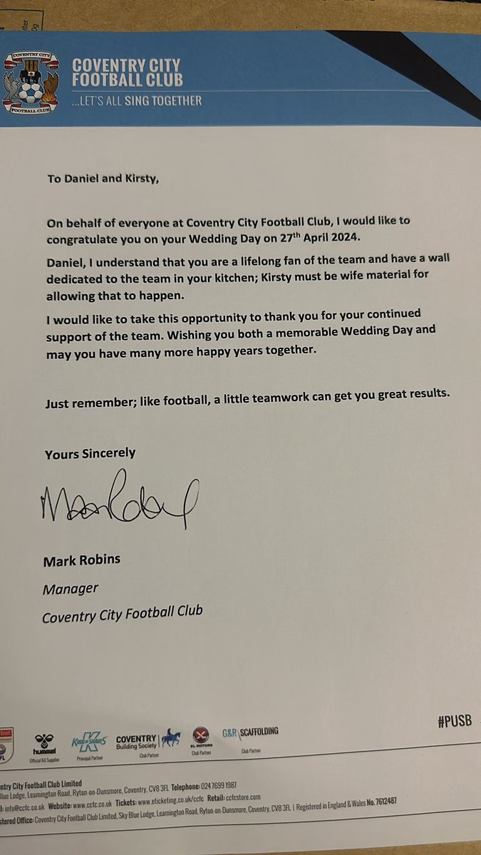 Wow what a fantastic surprise @Coventry_City